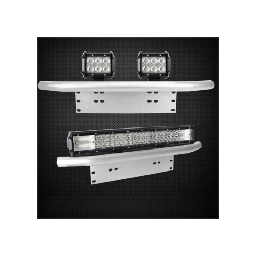 Bullbar aluminiu tip suport numar si proiectoare argintiu [2]