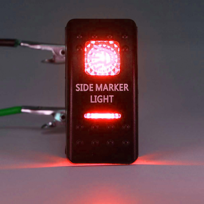 Buton comutator Intrerupator auto ON/OFF "SIDE MARKER LIGHT" cu martor luminos roșu - 12V/24V, rezistent la apă [4]