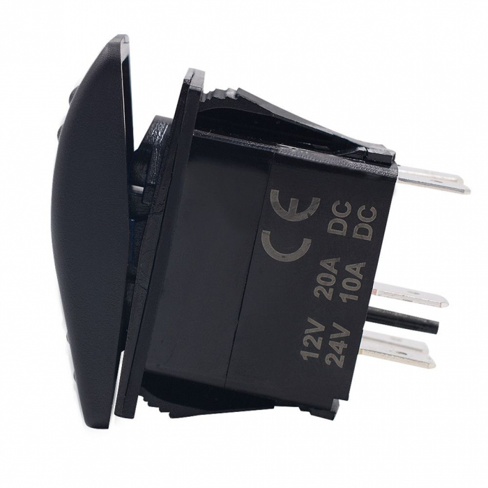 Buton comutator Intrerupator ON/OFF "HAZARD WARNING" cu martor luminos roșu - 12V/24V, rezistent la apă [8]