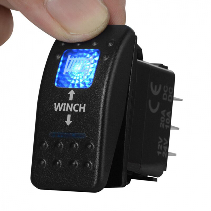 Buton  Intrerupator, Comutator, Аuto-reciproc, De Moment ON OFF, Auto, 12V 24V, cu LED Panou, Lumina Albastru, WINCH , 7 Pin [2]
