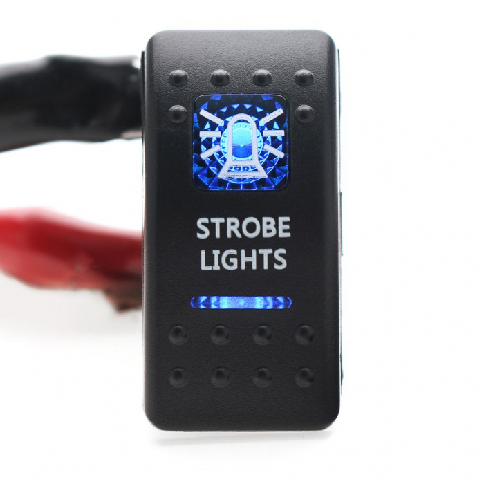 Buton Intrerupator, Comutator, ON OFF, Auto, 12V 24V, cu LED Panou, Lumina Albastra, STROBE LIGHTS [2]