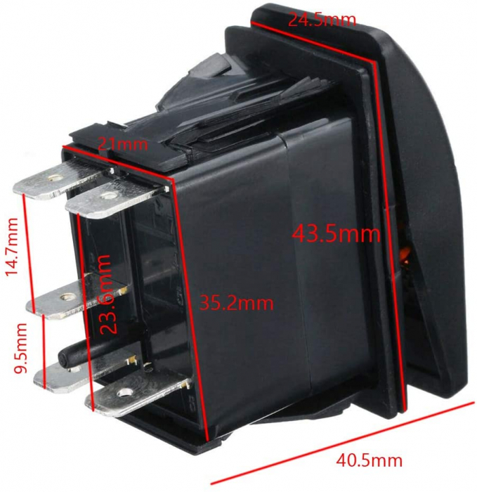 Buton Intrerupator, Comutator, ON OFF, Auto, 12V 24V, cu LED Panou, Lumina Rosie, Universal ON/OFF [2]