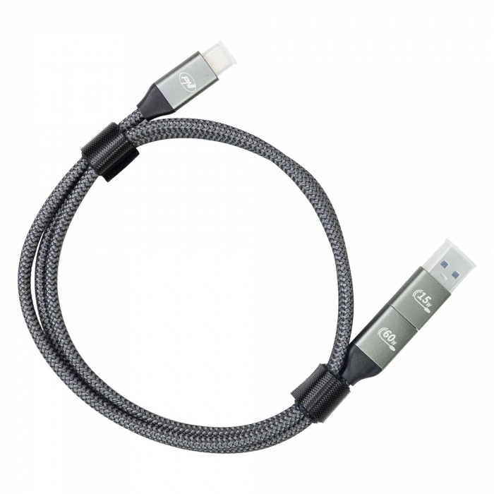 Cablu date si incarcare PNI CD600 USB Type-C la Type-C 60W + adaptor USB Type-C la USB-A, lungime 1m [6]