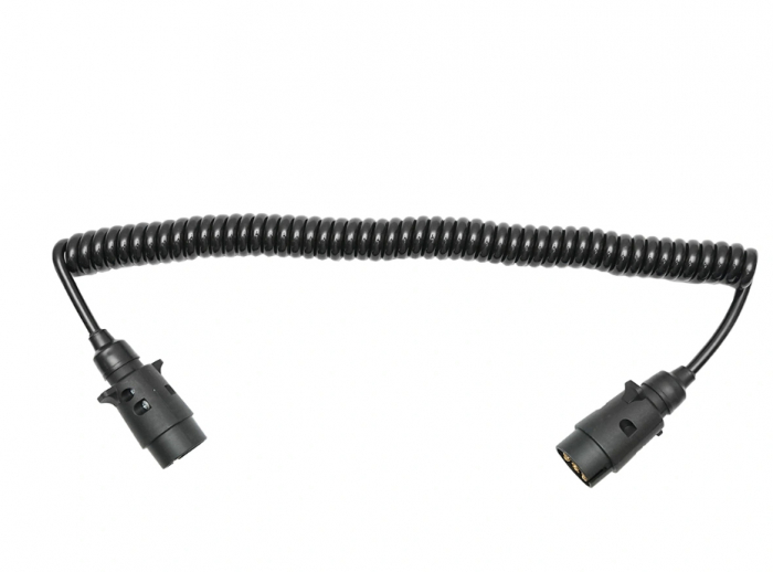 Cablu spiral 2.5m cu 2 stechere tata din plastic, 7 pini pentru priza auto remorca [1]