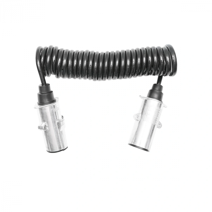 Cablu spiral 2.6m cu 2 stechere tata din metal, 7 pini pentru priza auto remorca Breckner Germany [1]