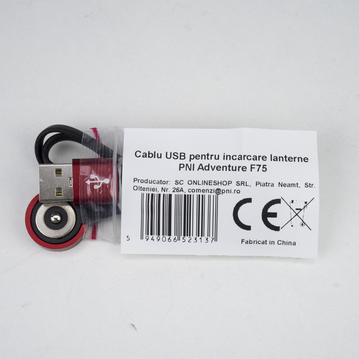 Cablu USB pentru incarcare lanterne PNI Adventure F75, cu contact magnetic, lungime 50 cm [3]
