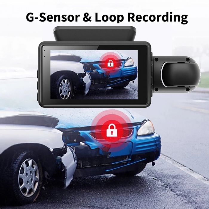 Camera Auto De Bord Full HD 1080P 2 camere + card de memorie Micro SD 32 GB 85 x 50 mm [6]