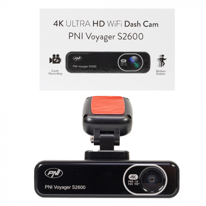 Camera auto DVR PNI Voyager S2600 WiFi, 4K Ultra HD, GPS, fara display, functie Monitorizare parcare, G-sensor, inregistrare video si audio, alimentare 12V/24V [12]
