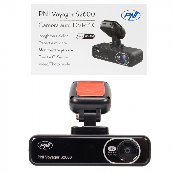 Camera auto DVR PNI Voyager S2600 WiFi, 4K Ultra HD, GPS, fara display, functie Monitorizare parcare, G-sensor, inregistrare video si audio, alimentare 12V/24V [11]