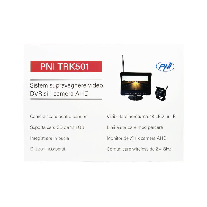 Camera de mers inapoi si monitor LCD wireless PNI TRK501 cu functie DVR, slot card micro SD, LED-uri IR, pentru camion [12]