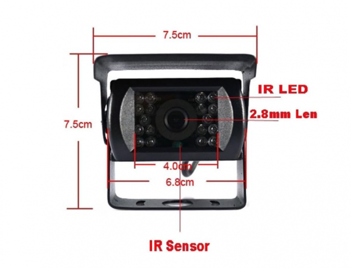 Camere Video Auto Marsarier cu ecran de 7 inch, suport și telecomandă, 18 LED-uri IR, calitate HD, 12-24V [6]