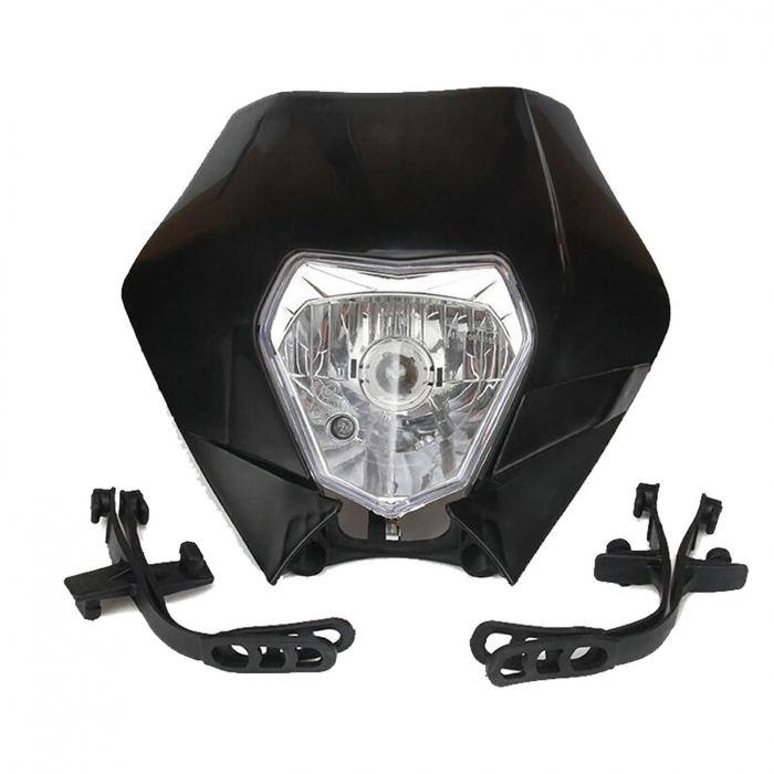 Carena si far fata pentru motociclete, negru, cu faza scurta si lunga – Model universal pentru ENDURO / Trail / Streetfighter [2]