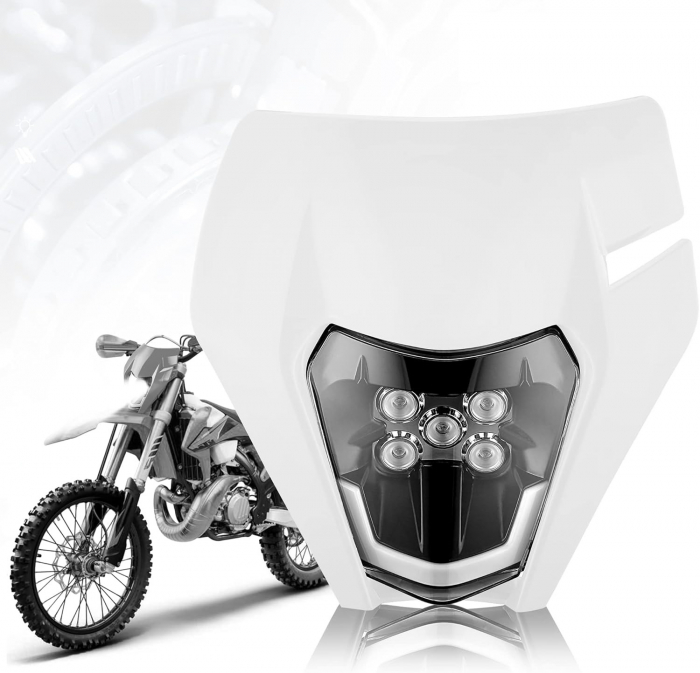 Carena si far LED fata pentru motociclete, Alba, cu faza scurta si lunga – Model universal pentru ENDURO / Trail / Streetfighter [6]
