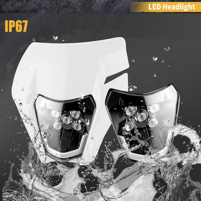 Carena si far LED fata pentru motociclete, Alba, cu faza scurta si lunga – Model universal pentru ENDURO / Trail / Streetfighter [9]