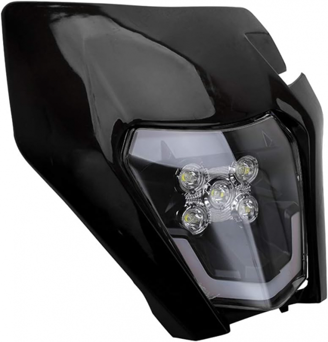 Carena si far LED fata pentru motociclete, Negru, cu faza scurta si lunga – Model universal pentru ENDURO / Trail / Streetfighter [3]