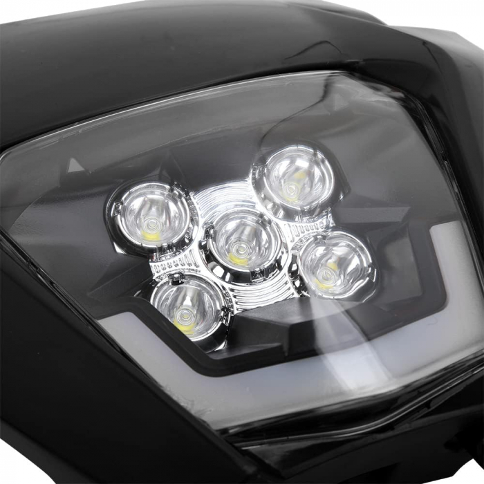 Carena si far LED fata pentru motociclete, Negru, cu faza scurta si lunga – Model universal pentru ENDURO / Trail / Streetfighter [6]