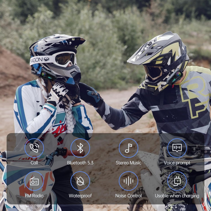 Cască Bluetooth fără fir pentru cască de motocicletă, interfon bidirecțional cu reducere inteligentă a zgomotului, multifuncțională, rezistentă la apă [7]