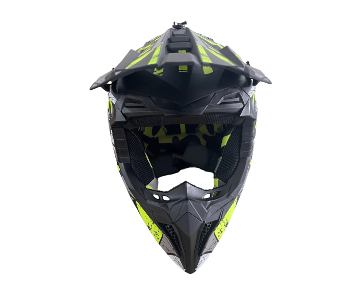 Casca copii Motocross - Enduro pentru motocicleta, ATV, bicicleta - marimea S (49-50 cm), negru mat cu design galben neon [6]