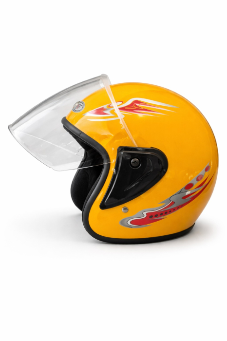 Casca cu viziera pentru motor, scuter, ATV - marime M/L, galben metalizat [3]