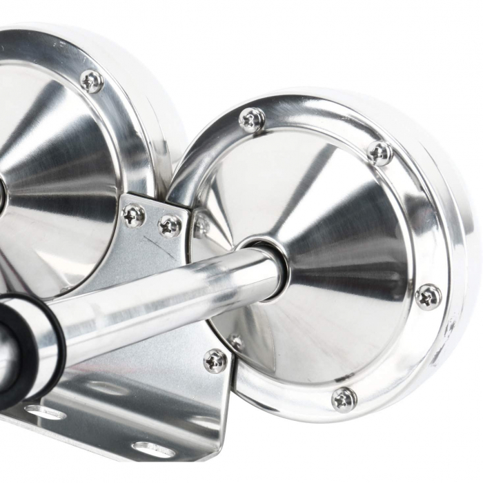 Claxon Auto Pentru Barca, Nava, Iaht, Camion, TIR, Dubla Trompeta, Cromat, Cu o Pipa, 12V, 455 х 190 mm [7]