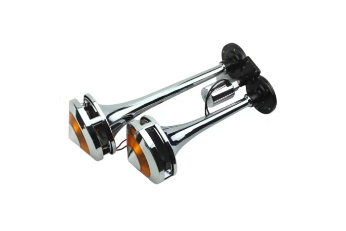 Claxon dublu tip goarne cu lumina LED galbena, 300 dB – 12V / 24V [6]