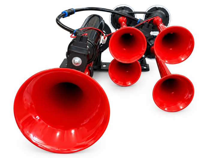 Claxon Pneumatic cu 5 Trompete 24V Super Resonant Air Dadan pentru Camion, TIR si Autobuz, 125 dB, 3-10 Bar [3]