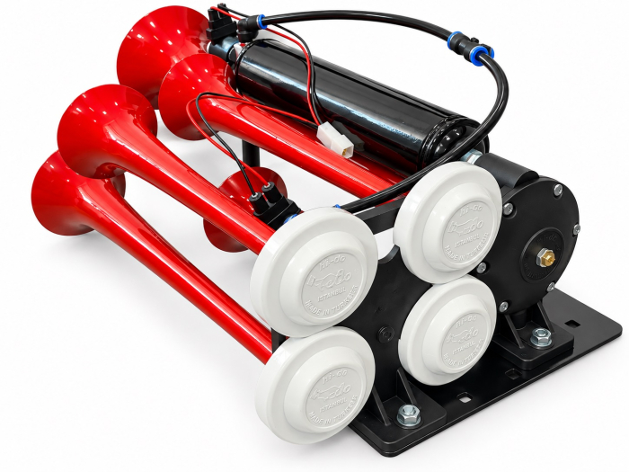 Claxon Pneumatic cu 5 Trompete 24V Super Resonant Air Dadan pentru Camion, TIR si Autobuz, 125 dB, 3-10 Bar [5]