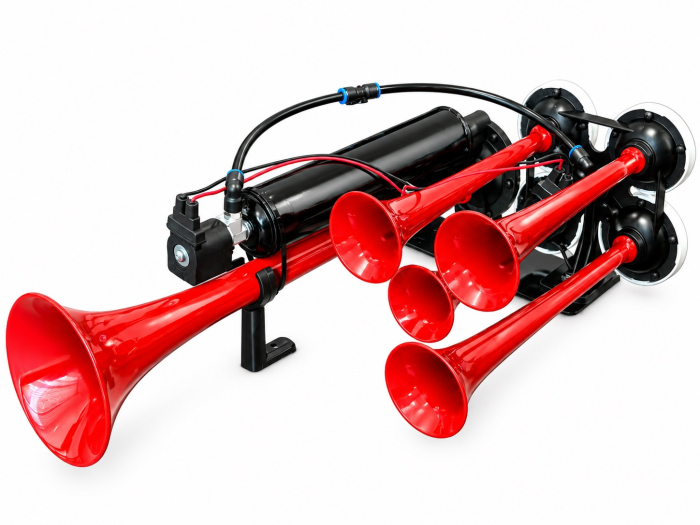 Claxon Pneumatic cu 5 Trompete 24V Super Resonant Air Dadan pentru Camion, TIR si Autobuz, 125 dB, 3-10 Bar [2]
