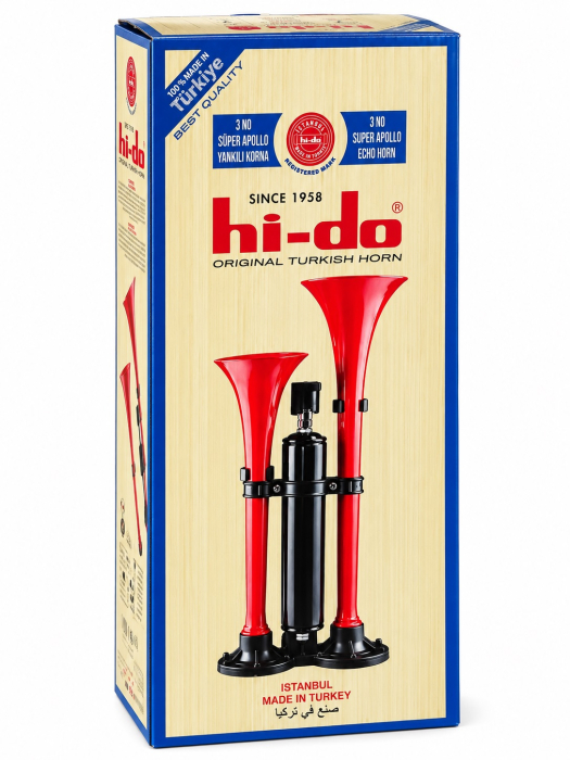Claxon Pneumatic Dublu 24V Super Apollo Echo pentru Camion, TIR si Autobuz, 125 dB, 3-10 Bar [8]