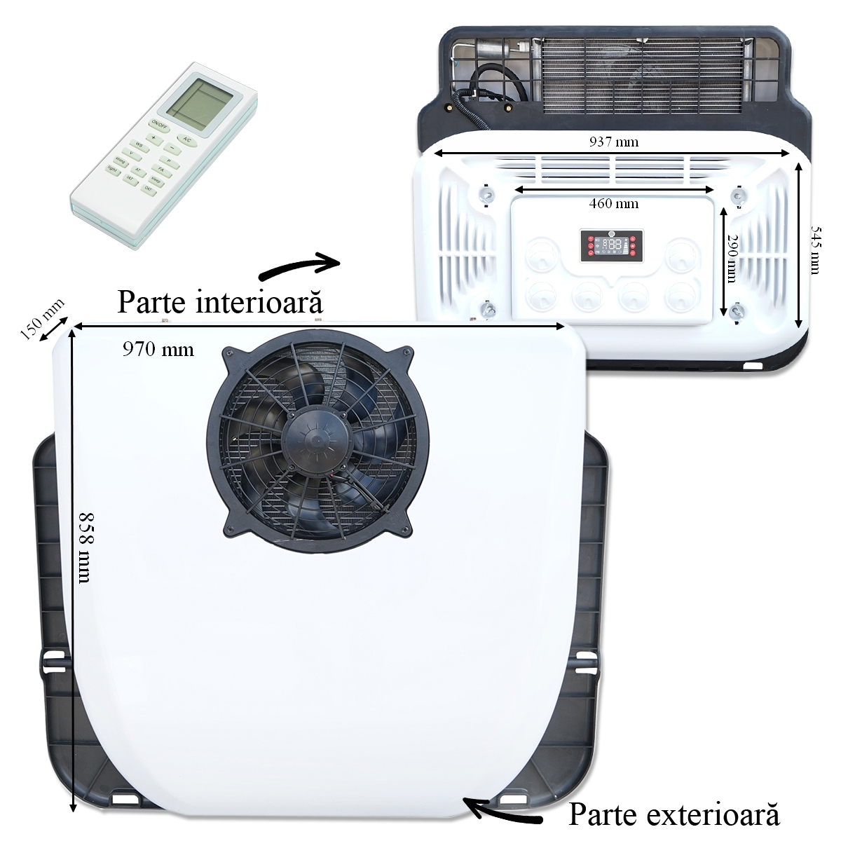 Clima stationara utilaje industriale AC universala 12V, 2600W, 8875BTU, 30A 970x858x150mm [2]