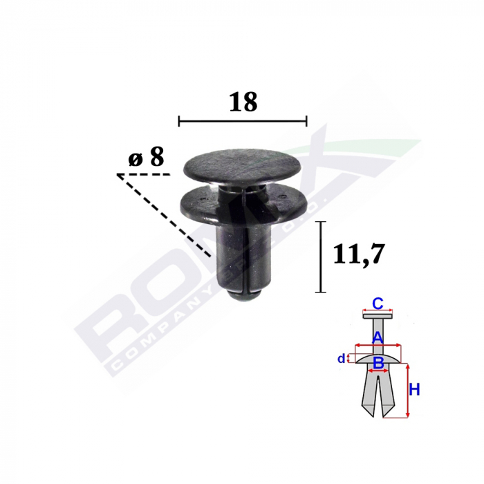 Clips Fixare Bara Protectie Pentru Kia Rio 8X11.7Mm Set 10 Buc [1]