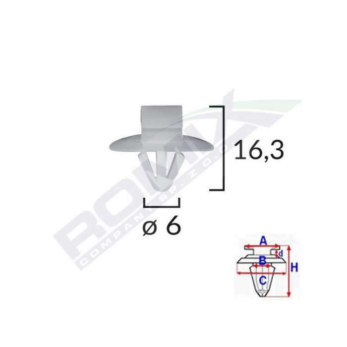 Clips Fixare Elemente Exterioare Pentru Iveco/Opel/Renault 6X16.3 - Gri Set 10 Buc [2]