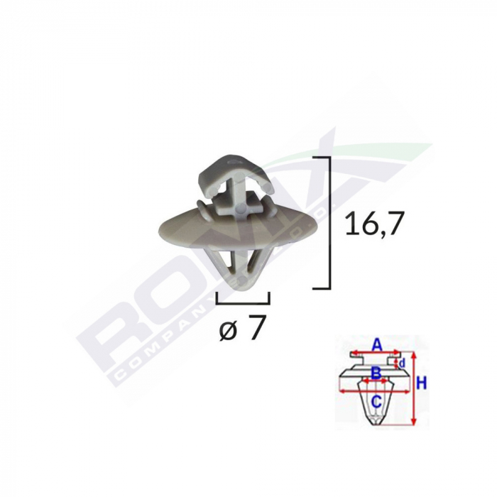 Clips Fixare Elemente Exterioare Pentru Iveco/Opel/Renault 7X16.7 - Gri Set 10 Buc [1]