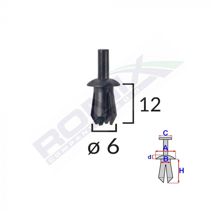 Clips Fixare Elemente Exterioare Pentru Opel 8X12Mm - Negru Set 10 Buc [2]