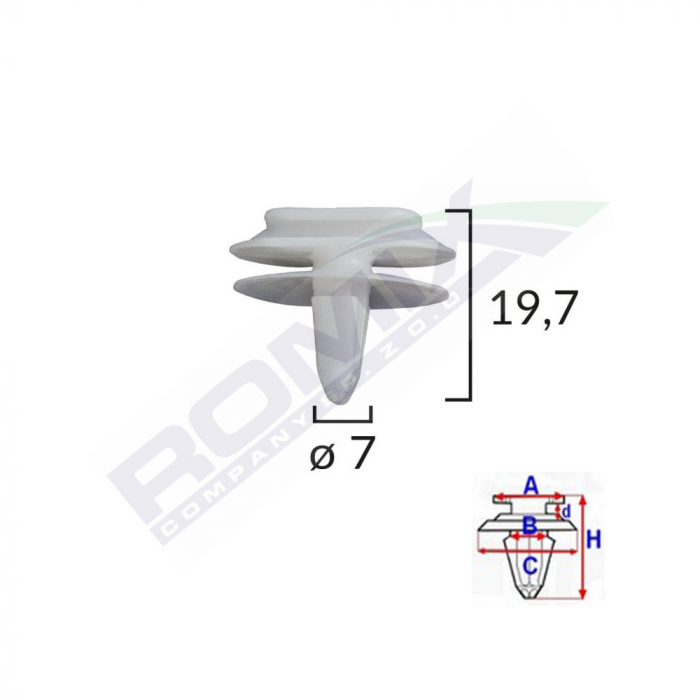 Clips Fixare Elemente Exterioare Pentru Renault 7X19.7Mm - Alb Set 10 Buc [2]