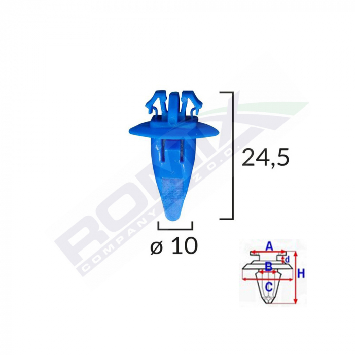 Clips Fixare Elemente Exterioare Pentru Toyota 10X24.5 - Albastru Set 10 Buc [1]