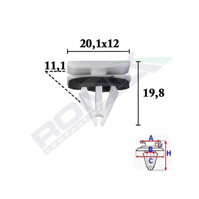 Clips Fixare Elemente Exterior Pentru Ford, Opel, Chevrolet 11.1X19.8X20.1Mm Gri - Set 10 Buc [1]