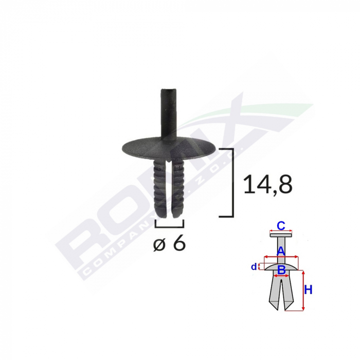 Clips Fixare Pentru Bmw 6X14.8Mm - Negru Set 10 Buc [2]