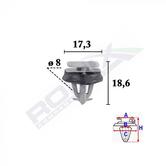Clips Fixare Pentru Iveco Daily 2006 -  8X18.6Mm Gri - Set 10 Buc [1]