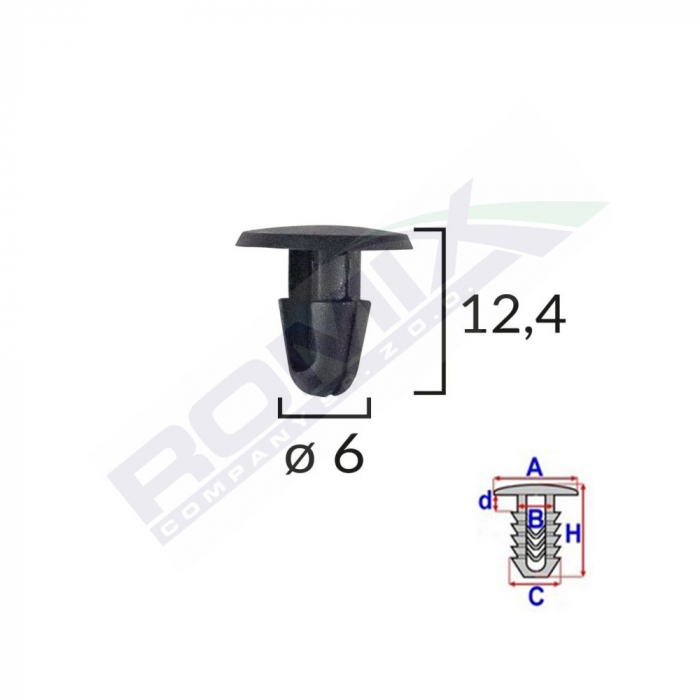 Clips Fixare Pentru Toyota/Lexus 6X12.4Mm - Negru Set 10 Buc [1]