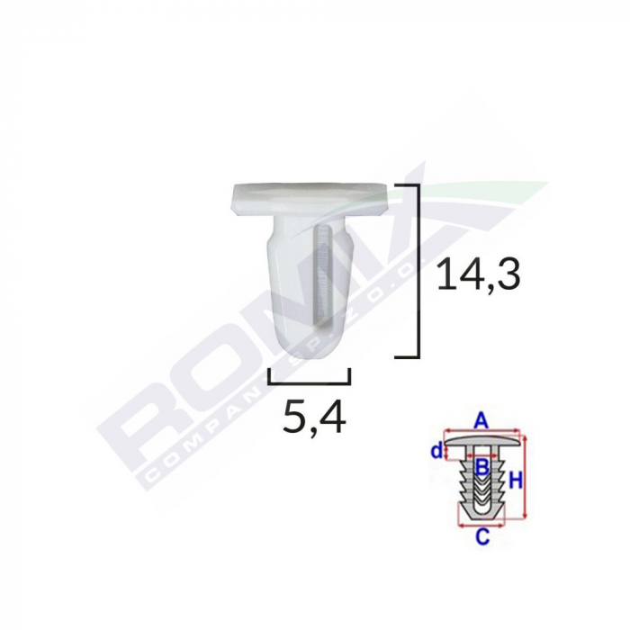 Clips Fixare Prag Pentru Bmw 5.4X14.3Mm - Alb Set 10 Buc [2]