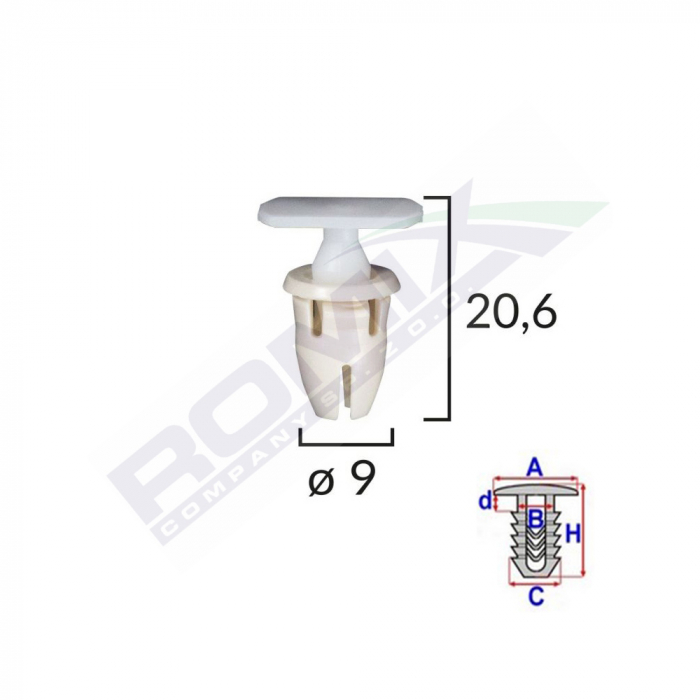Clips Fixare Prag Pentru Mercedes 9X20.6Mm - Alb Set 10 Buc [1]