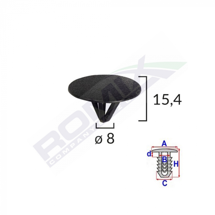 Clips Fixare Protectie Motor Pentru Hyundai, Kia 8X15.4Mm Negru Set 10 Buc [1]