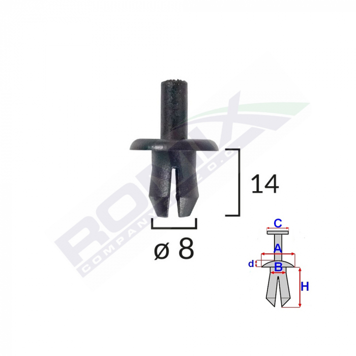 Clips Fixare Volvo 8X14Mm - Negru Set 10 Buc [1]