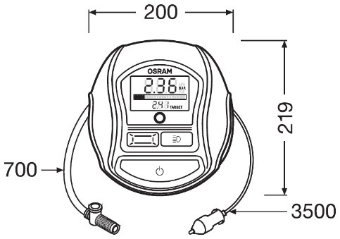 Compresor Auto 12V 180 W cu afisaj digital Tyreinflate 1000 Osram [3]