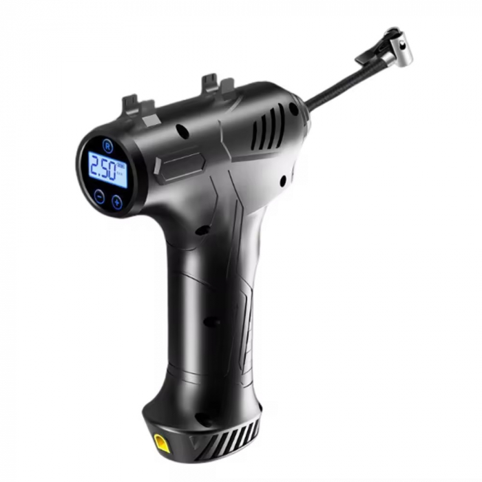 Compresor Auto Portabil, Display Digital, Fara Fir, 10 Bari, 150 Psi, Lampa De Lucru, Din PVC Negru [3]