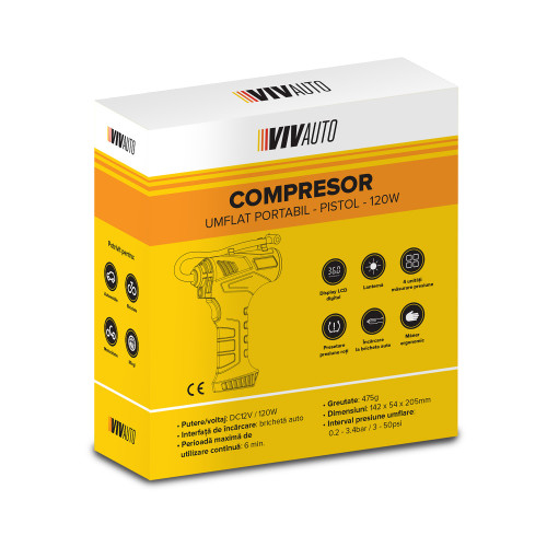 Compresor VivAuto umflat portabil - Pistol 70W [2]