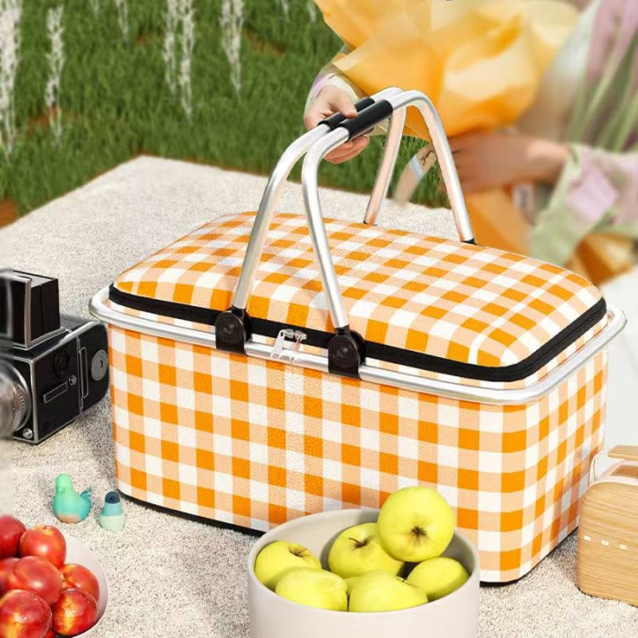 Cos de Picnic Pliabil 30L - Termoizolant, Cadru Aluminiu, Capac cu Fermoar pentru Camping, Excursii si Cumparaturi [4]