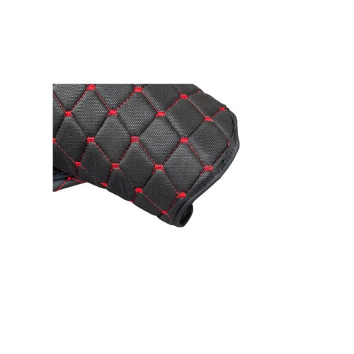 Covor auto imitatie piele dedicat Camion Scania R 2016, doua locuri pneumatice,Cutie automata Negru/Rosu [2]