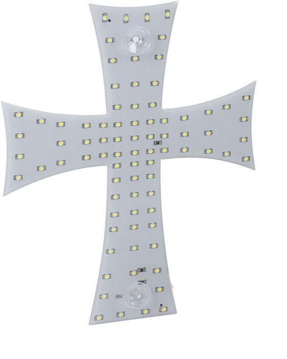 Cruce luminoasa Alb autoturism si camion, 84 LED-uri, 12-24V prindere cu ventuze, 23 x 25 cm [3]